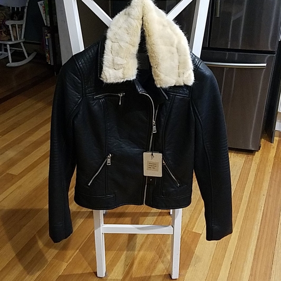 Ci Sono Jackets & Blazers - Vegan leather with faux fur motorcycle jacket